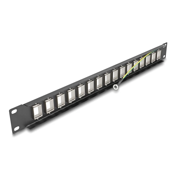 Αξεσουάρ Δικτύου Delock Keystone Patch Panel 66758, 19"/1U, 16x ports, μαύρο