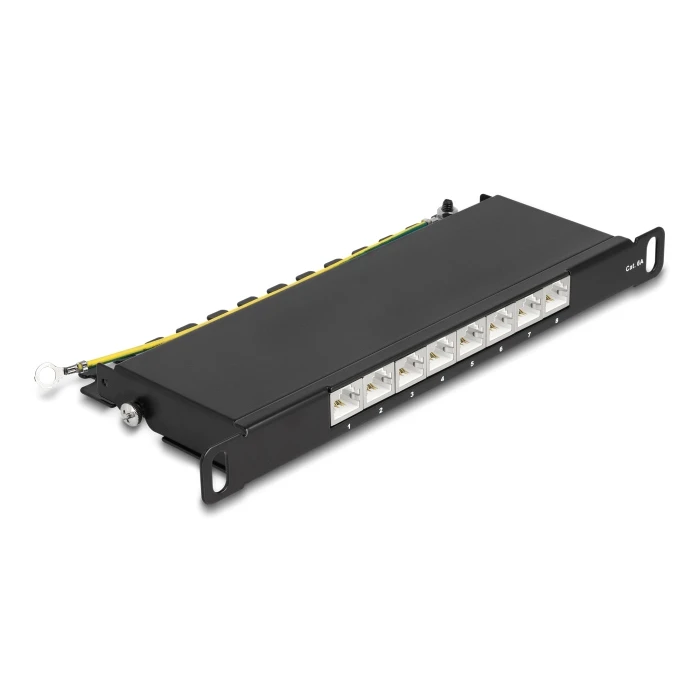 Patch Panel Delock 66870 για καμπίνα δικτύου 10"/0.5U, 8x ports, μαύρο
