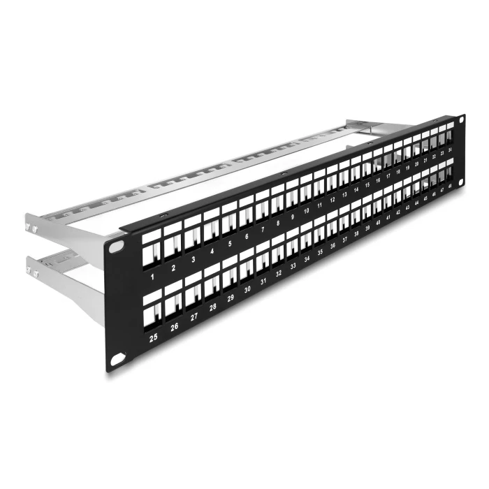 Αξεσουάρ Δικτύου Delock Keystone Patch Panel 66878, 19"/2U, 48x ports, μαύρο
