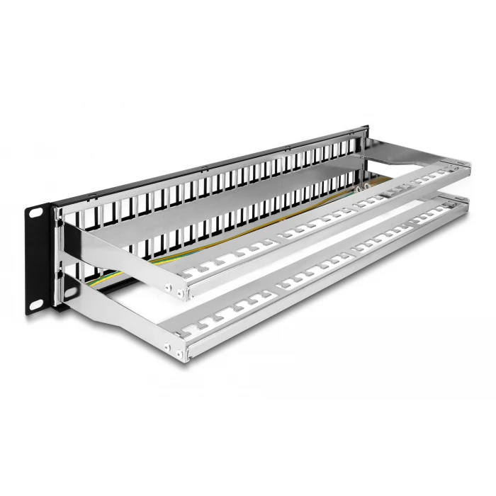 Αξεσουάρ Δικτύου Delock Keystone Patch Panel 66878, 19"/2U, 48x ports, μαύρο