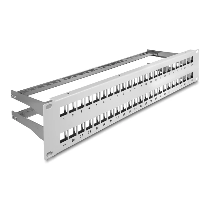 Αξεσουάρ Δικτύου Delock Keystone Patch Panel 66879, 19"/2U, 48x ports, γκρι