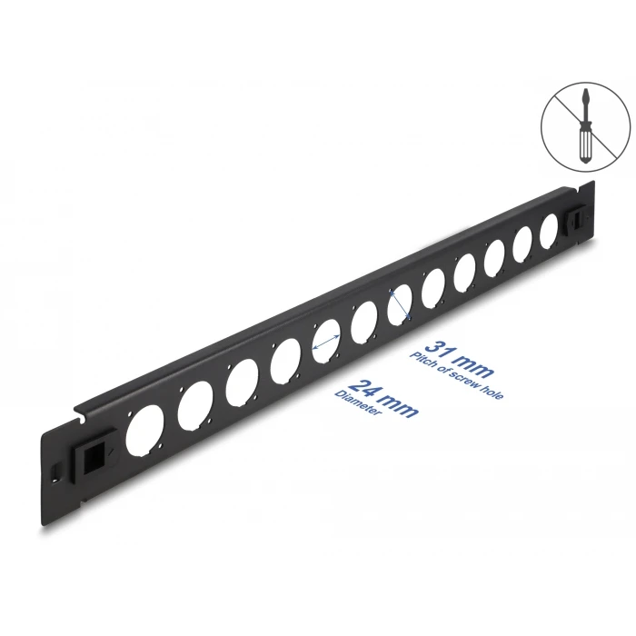 Αξεσουάρ Rack Delock D-Type Patch Panel 66900, 19"/1U, 12x ports, μαύρο