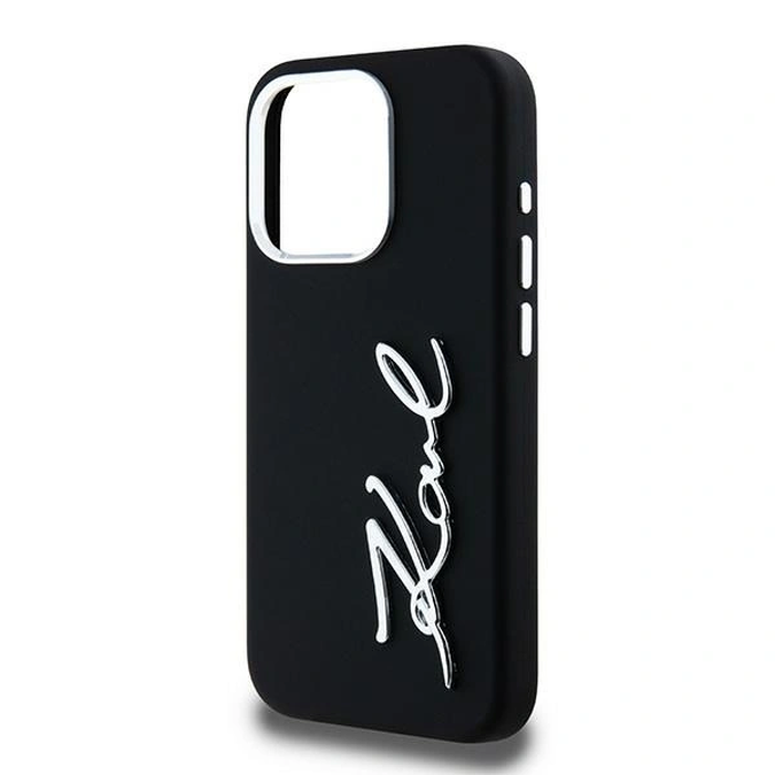 Karl Lagerfeld Silicone Metal Script Logo Apple iPhone 15 Pro Max black