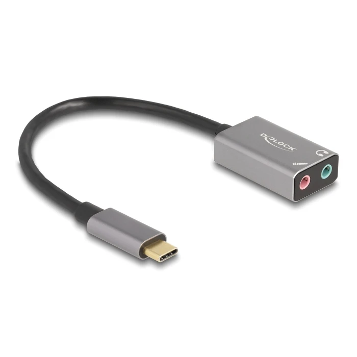 Εξωτερική Κάρτα Ήχου Delock 67071, 2X 3.5Mm, USB-C Σύνδεση, Γκρι