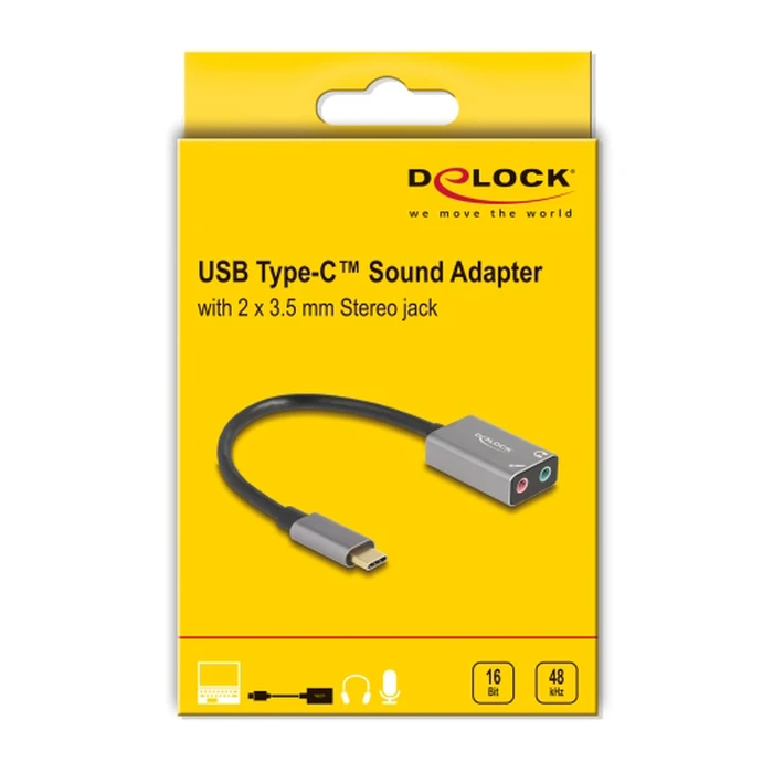Εξωτερική Κάρτα Ήχου Delock 67071, 2X 3.5Mm, USB-C Σύνδεση, Γκρι