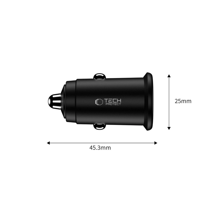 Tech-Protect CC02 2-port Car Charger USB-A, USB-C PD 35W / QC 3.0 Black
