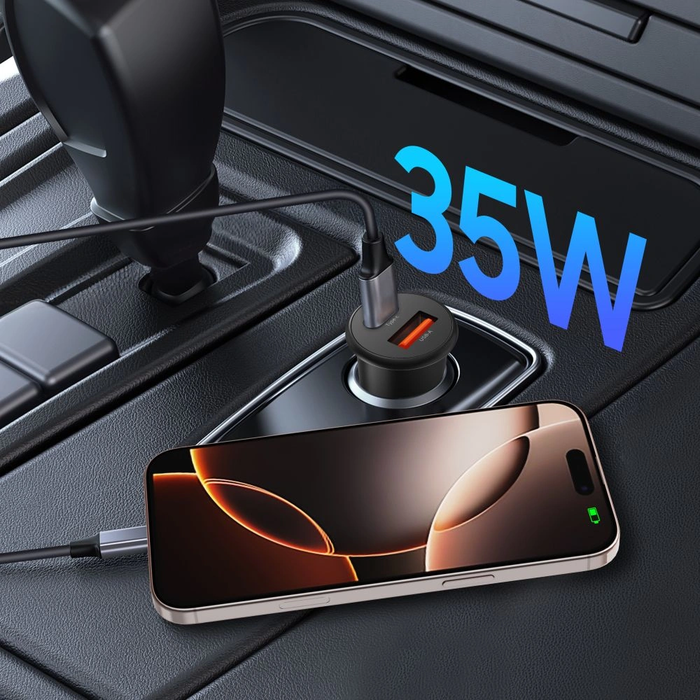 Tech-Protect CC02 2-port Car Charger USB-A, USB-C PD 35W / QC 3.0 Black