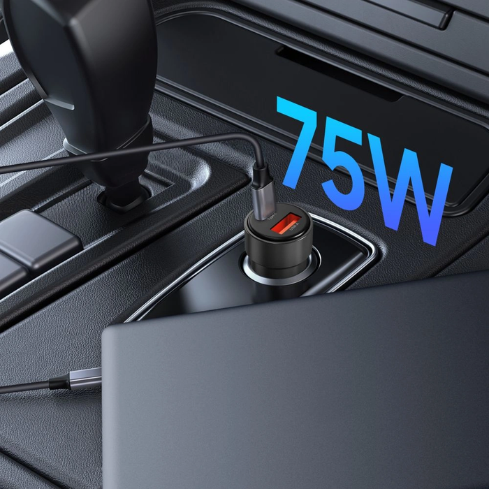 Tech-Protect CC03 2-port Car Charger USB-A, USB-C PD 75W Black
