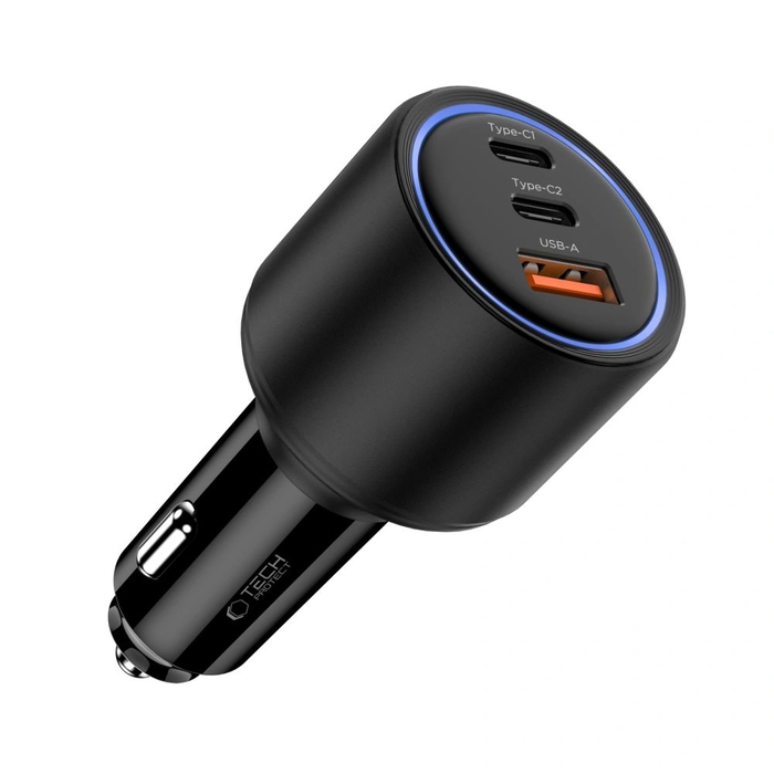 Tech-Protect CC04 3-port Car Charger USB-A, 2xUSB-C PD 130W Black