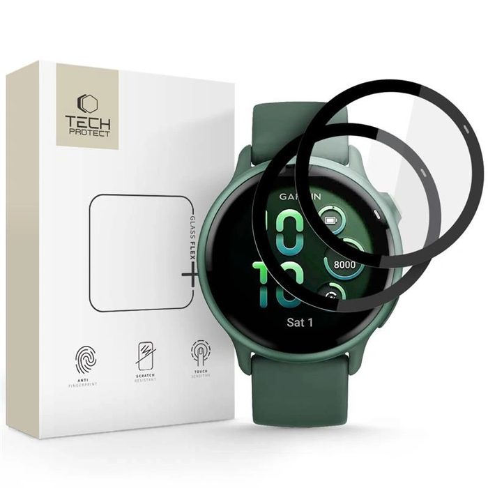 Hybrid glass Tech-Protect Glass Flex+ Garmin Vivoactive 6 Black [2 PACK]