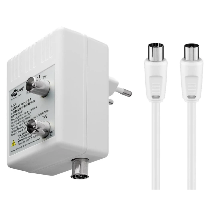 Eνισχυτής κεραίας Goobay 67226, 2 συσκευές, DVB-T DVB-T2 DVB-C, λευκός
