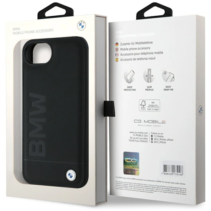 BMW Leather Hot Stamp Apple iPhone 17e / 16e black