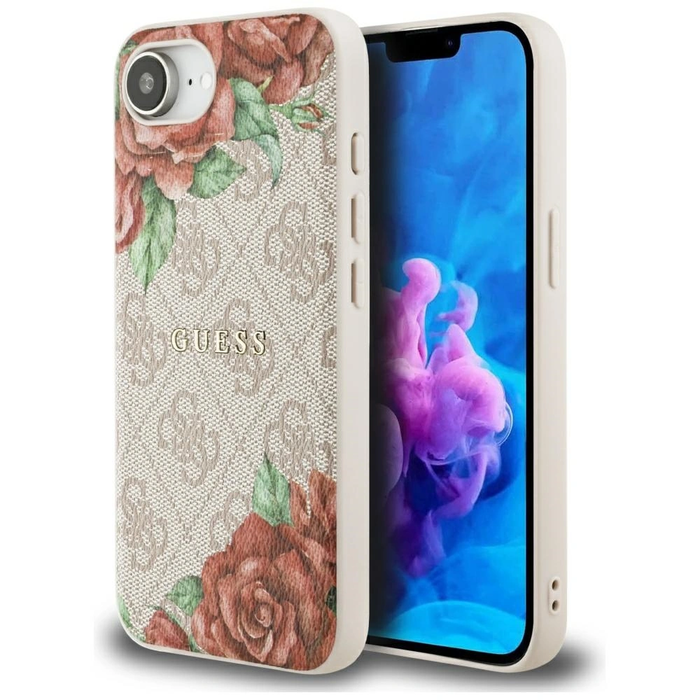 Guess 4G Flowers Print MagSafe Apple iPhone 17e / 16e pink