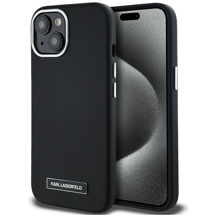Karl Lagerfeld FW Metal Plate MagSafe Apple iPhone 15 black