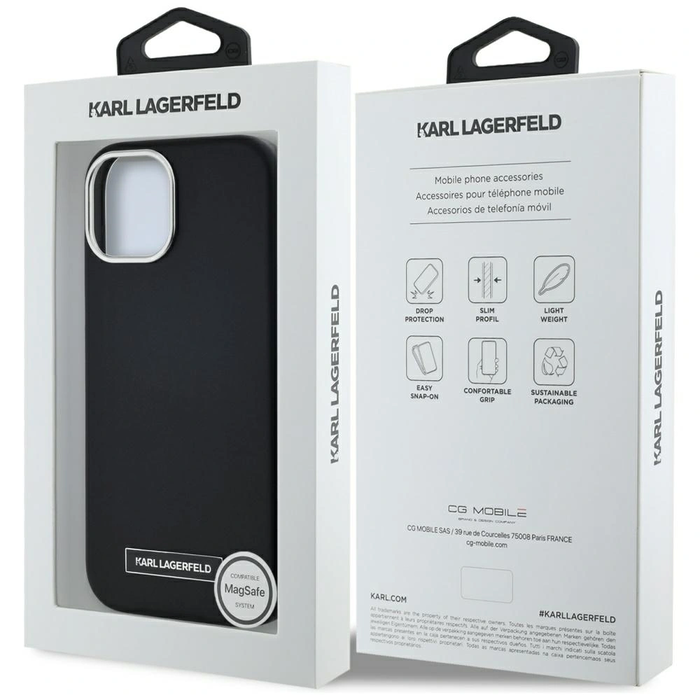 Karl Lagerfeld FW Metal Plate MagSafe Apple iPhone 15 black