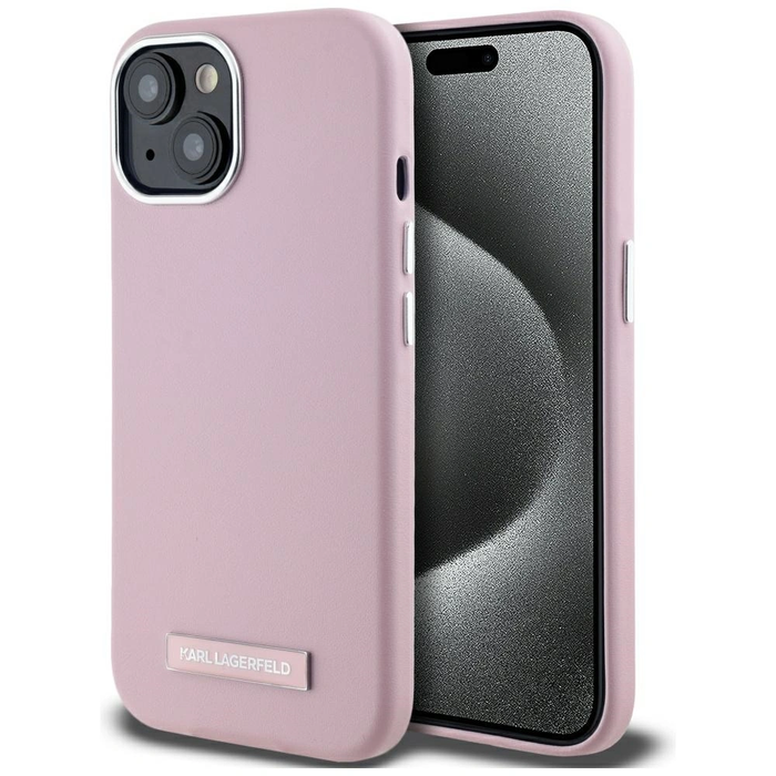 Karl Lagerfeld FW Metal Plate MagSafe Apple iPhone 15 pink