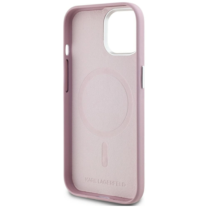Karl Lagerfeld FW Metal Plate MagSafe Apple iPhone 15 pink
