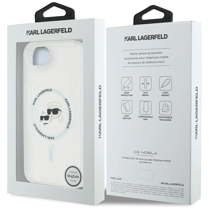 Karl Lagerfeld IML Metal Karl & Choupette Heads MagSafe Apple iPhone 17e / 16e white