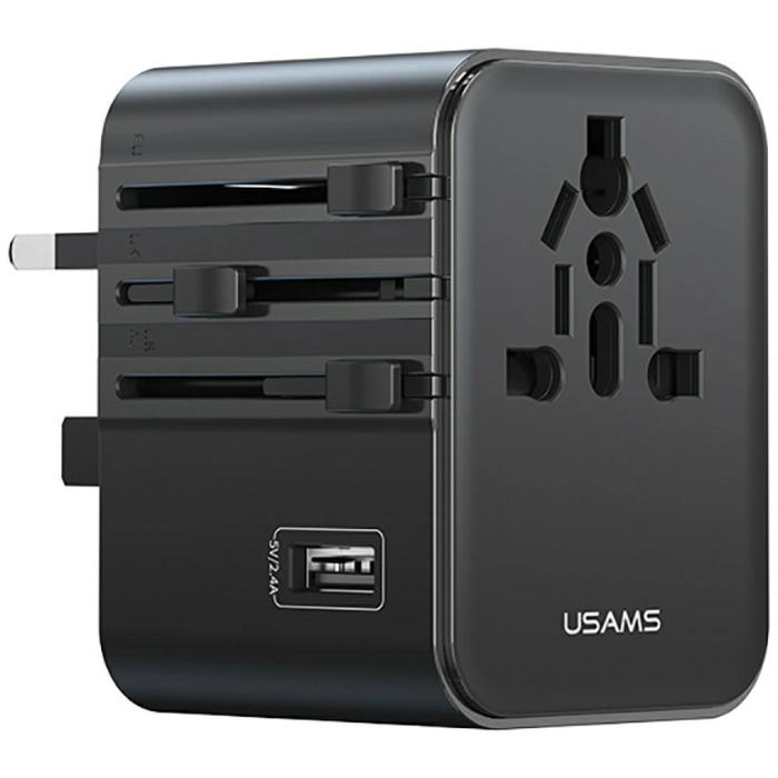 USAMS Travel Adapter CC308 USB-C + USB-A 17W 4in1 US/AU/EU/UK black