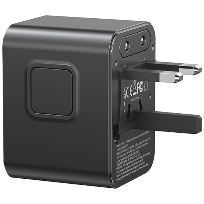USAMS Travel Adapter CC308 USB-C + USB-A 17W 4in1 US/AU/EU/UK black