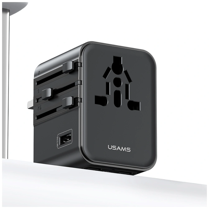 USAMS Travel Adapter CC308 USB-C + USB-A 17W 4in1 US/AU/EU/UK black