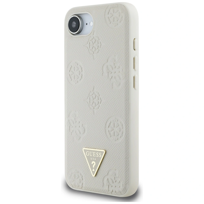 Guess Grained Hot Stamp Peony Triangle Logo MagSafe Apple iPhone 17e / 16e beige