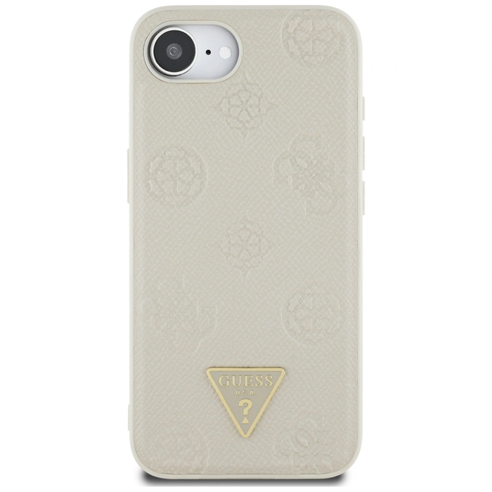Guess Grained Hot Stamp Peony Triangle Logo MagSafe Apple iPhone 17e / 16e beige