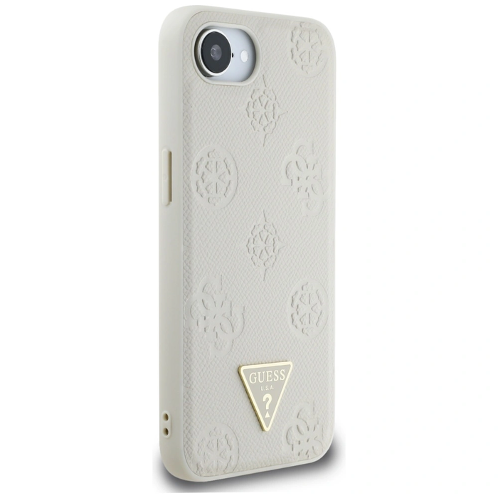 Guess Grained Hot Stamp Peony Triangle Logo MagSafe Apple iPhone 17e / 16e beige