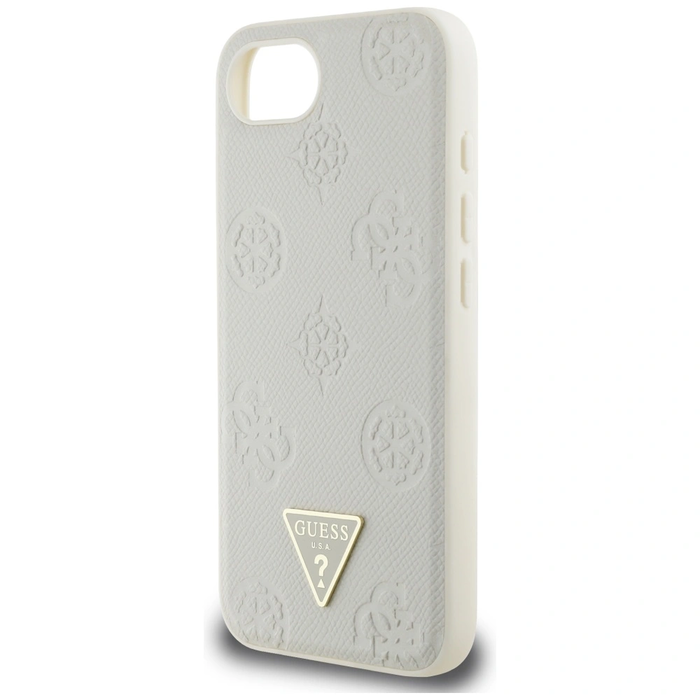 Guess Grained Hot Stamp Peony Triangle Logo MagSafe Apple iPhone 17e / 16e beige
