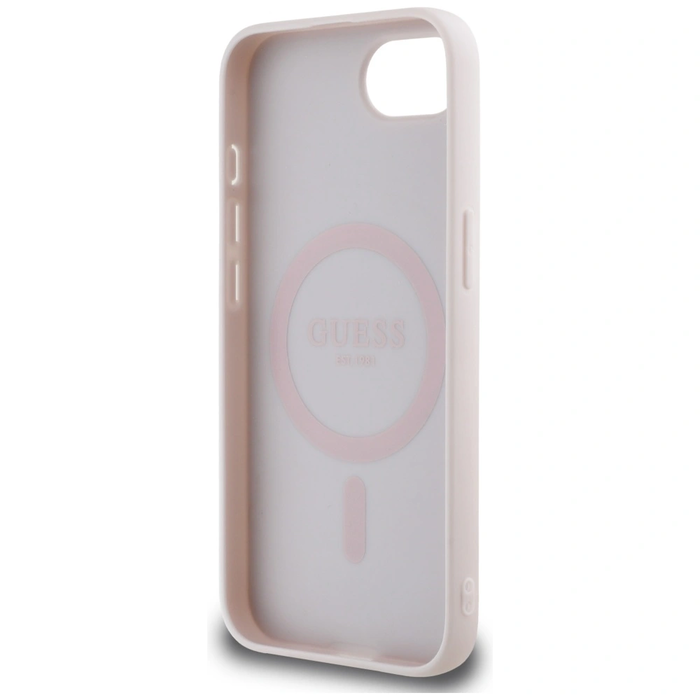 Guess Grained Hot Stamp Peony Triangle Logo MagSafe Apple iPhone 17e / 16e beige