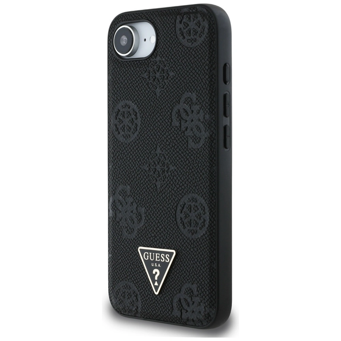 Guess Grained Hot Stamp Peony Triangle Logo MagSafe Apple iPhone 17e / 16e black