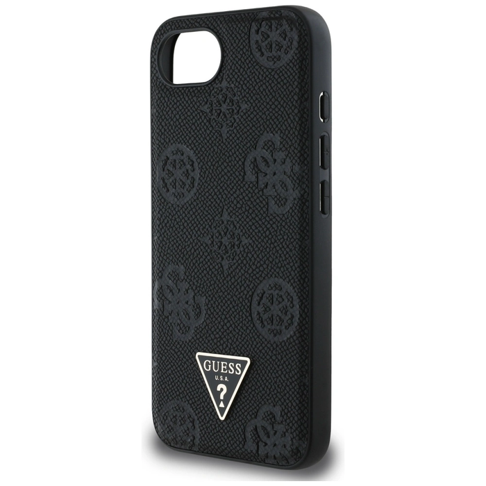 Guess Grained Hot Stamp Peony Triangle Logo MagSafe Apple iPhone 17e / 16e black