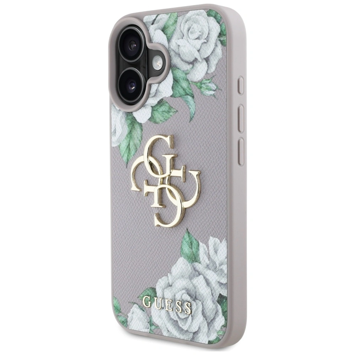 Guess Grained Roses Big 4G logo Apple iPhone 16 purple