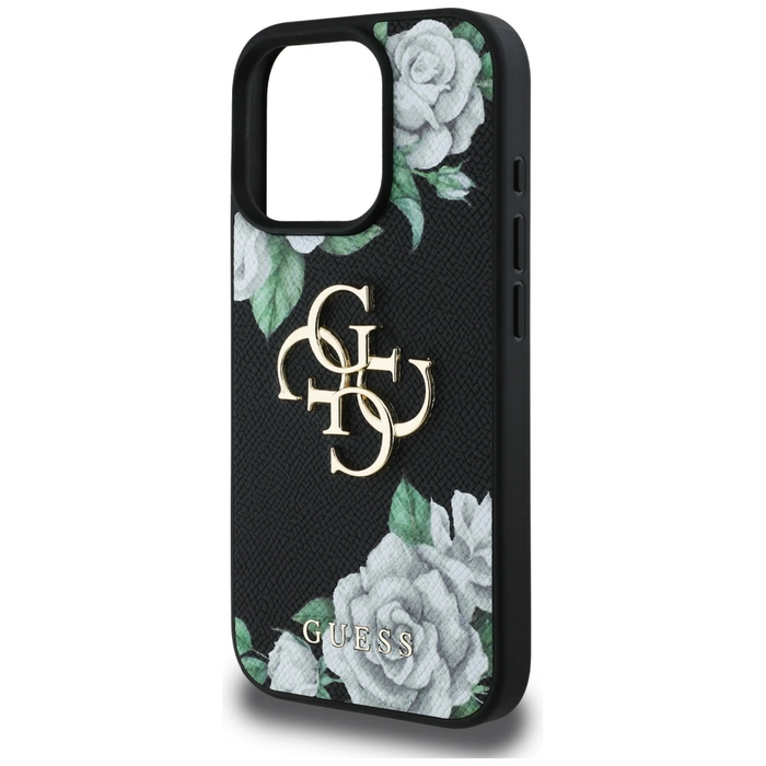 Guess Grained Roses Big 4G logo Apple iPhone 16 Pro black