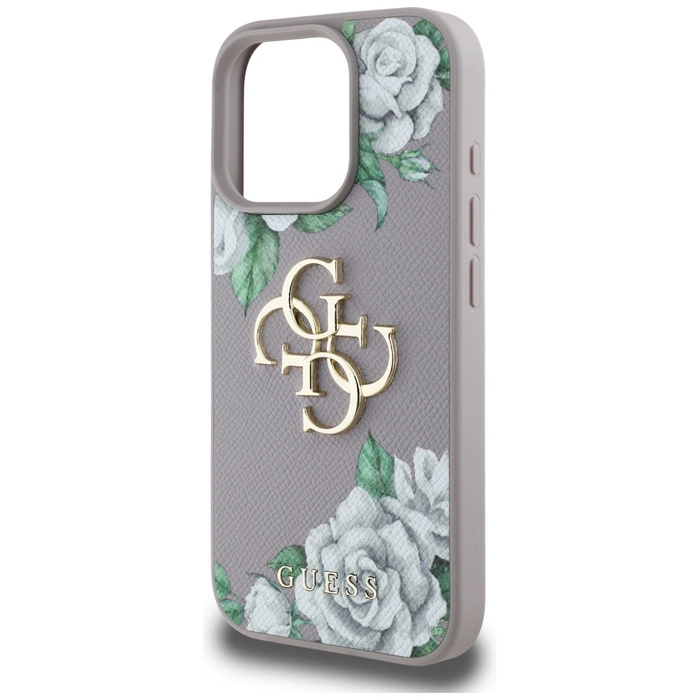 Guess Grained Roses Big 4G logo Apple iPhone 16 Pro purple