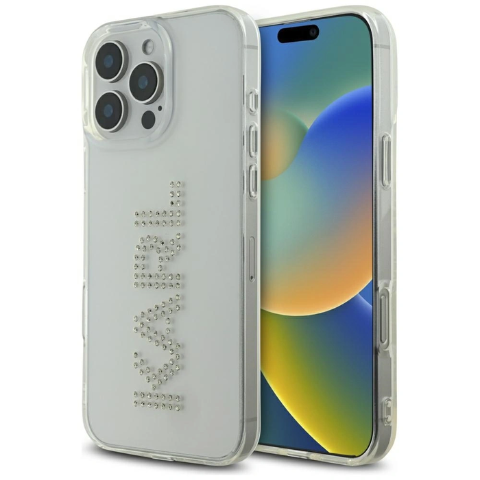 Karl Lagerfeld IML Rhinestones Logo Apple iPhone 16 Pro clear