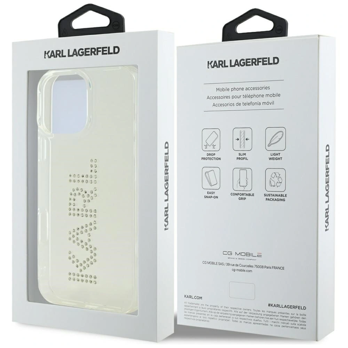 Karl Lagerfeld IML Rhinestones Logo Apple iPhone 16 Pro clear