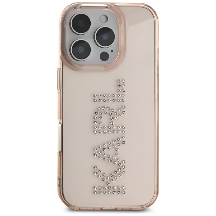 Karl Lagerfeld IML Rhinestones Logo Apple iPhone 16 Pro pink