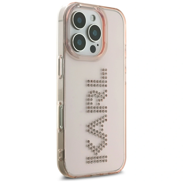 Karl Lagerfeld IML Rhinestones Logo Apple iPhone 16 Pro pink