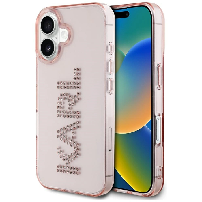 Karl Lagerfeld IML Rhinestones Logo Apple iPhone 16 pink