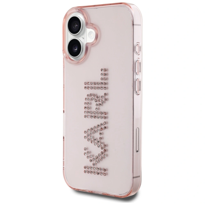 Karl Lagerfeld IML Rhinestones Logo Apple iPhone 16 pink