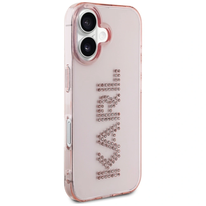 Karl Lagerfeld IML Rhinestones Logo Apple iPhone 16 pink