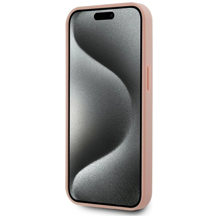 Karl Lagerfeld Leather Monogram Metal Logo MagSafe Apple iPhone 15 pink