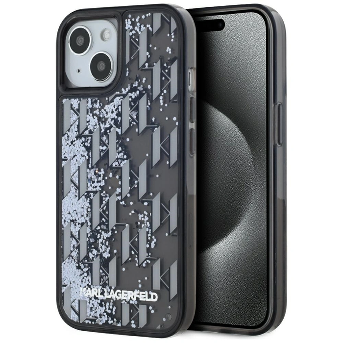 Karl Lagerfeld Liquide Glitter Monogram Gradient Apple iPhone 15 black