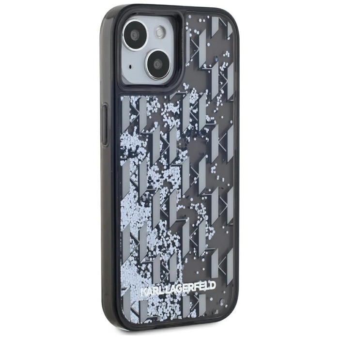 Karl Lagerfeld Liquide Glitter Monogram Gradient Apple iPhone 15 black