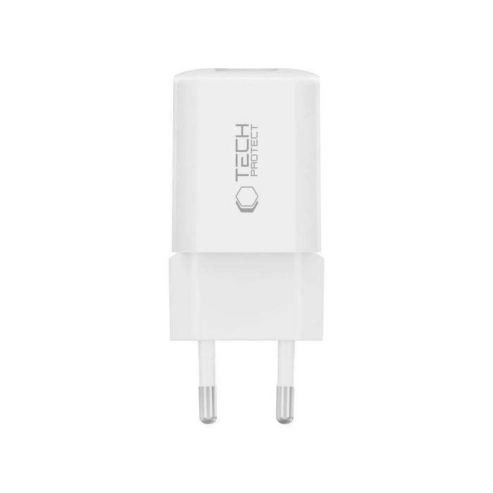 Tech-Protect NCM33W 2-port USB-A, USB-C Network Charger PD 33W / QC3.0 White