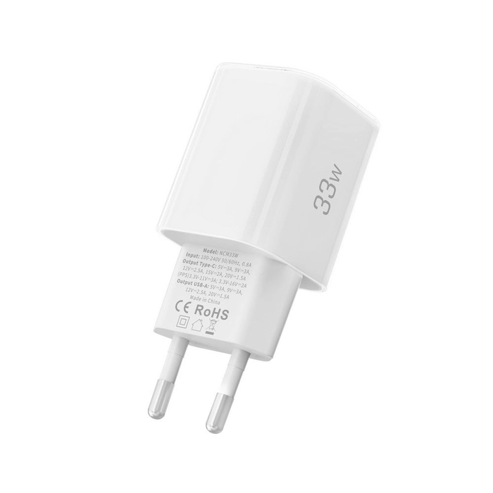 Tech-Protect NCM33W 2-port USB-A, USB-C Network Charger PD 33W / QC3.0 White