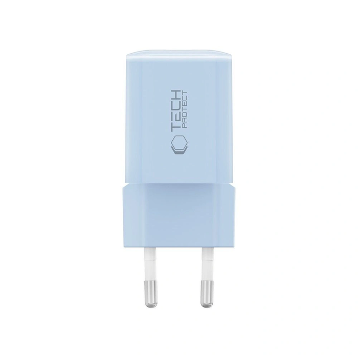 Tech-Protect NCM33W 2-port USB-A, USB-C Network Charger PD 33W / QC3.0 Baby Blue
