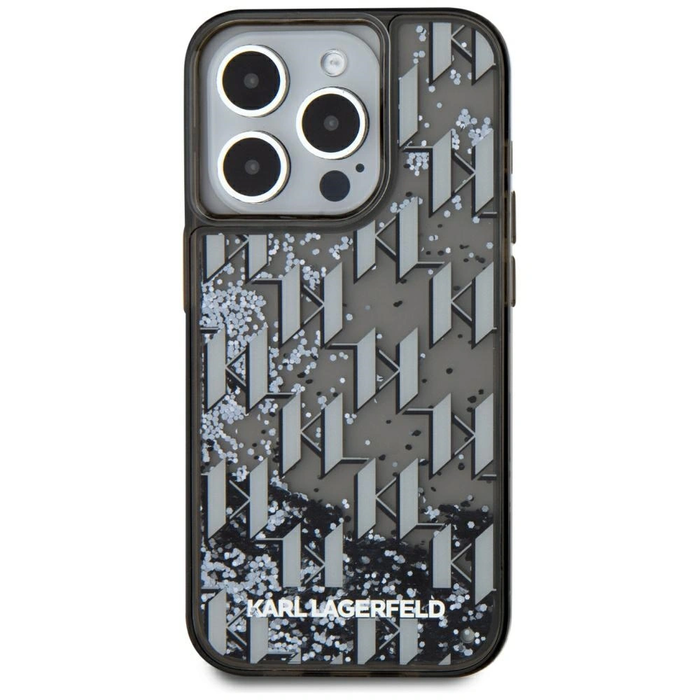 Karl Lagerfeld Liquide Glitter Monogram Gradient Apple iPhone 15 Pro black
