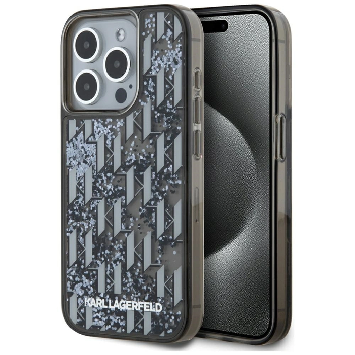 Karl Lagerfeld Liquide Glitter Monogram Gradient Apple iPhone 15 Pro Max black